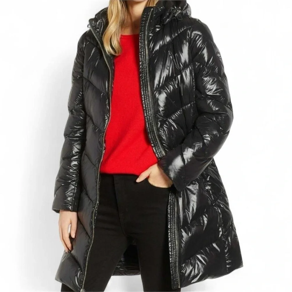 Michael Kors Women's Hooded Quilted Down Parka Long Coat